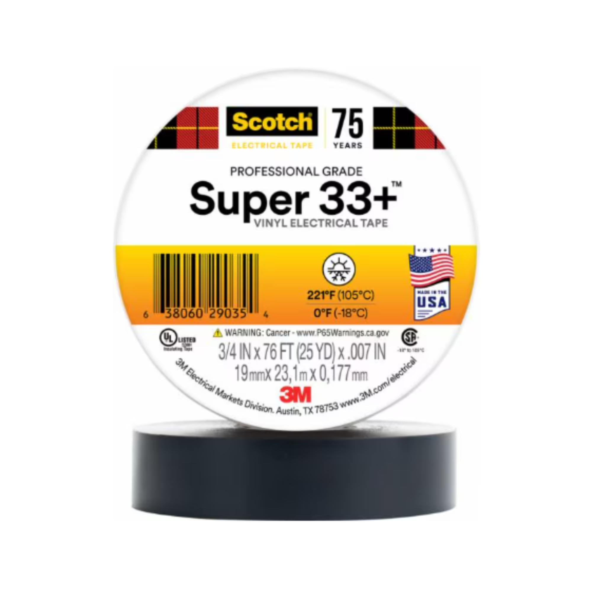 Scotch Super 33+ Vinyl  76' Electrical Tape from Columbia Safety